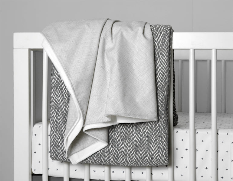Nest Grey and White Soft Crib Blanket - Olli+Lime